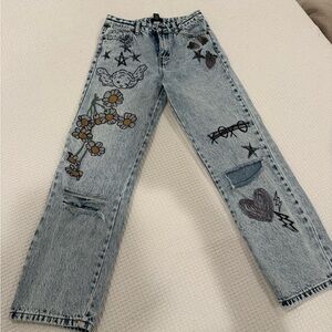Forever 21 Kids Blue Graphic Jeans